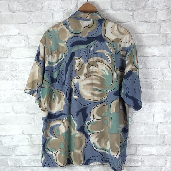 Paradise Coves 100% Silk Hawaiian Loop Button Mens Shirt XL 7050 - Picture 2 of 7